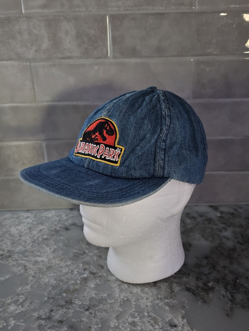 VTG 1996 Jurassic Park Universal Studios Denim Hat Cap Movie Promo Strapback 90s